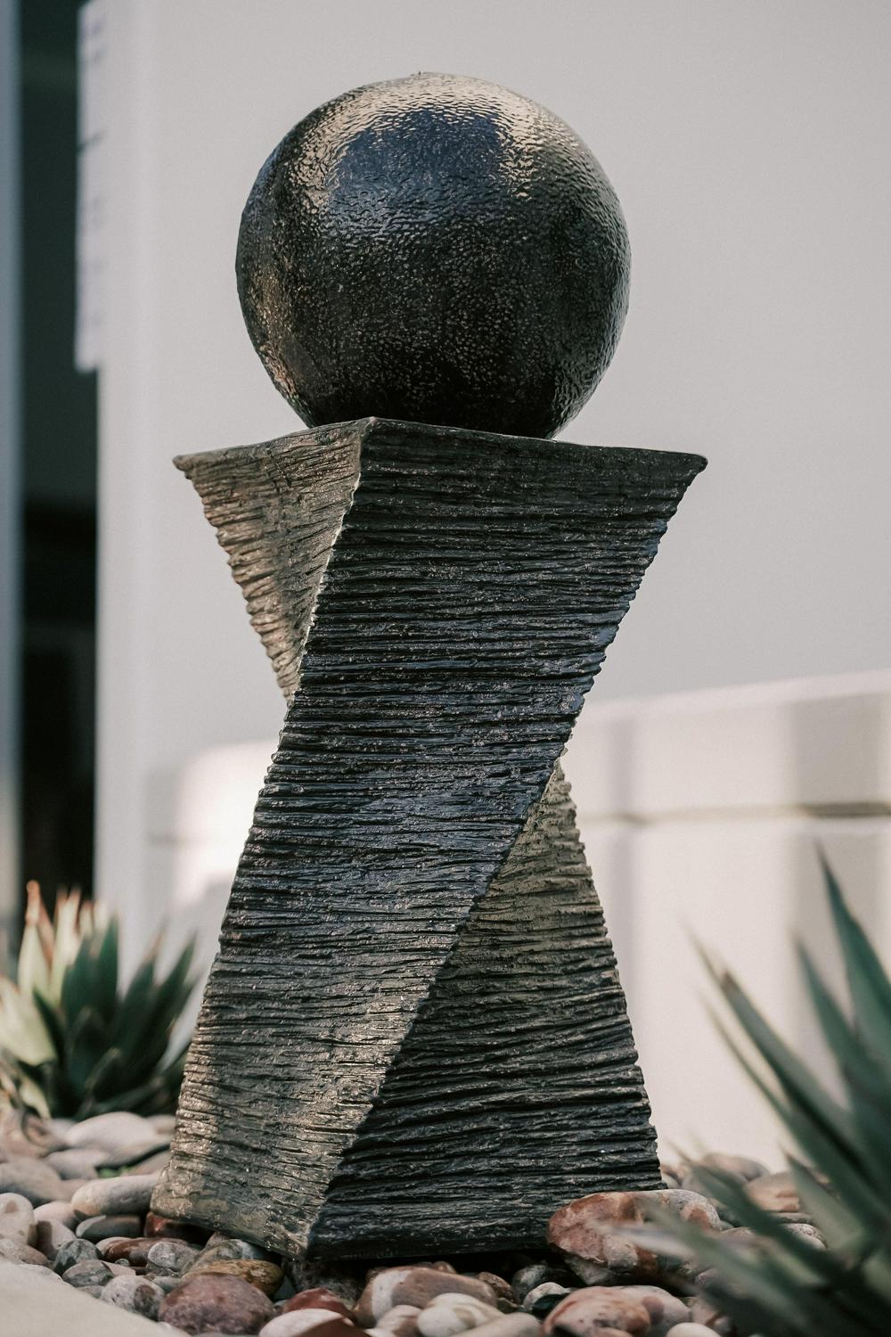 XBrand Zen Ball Water Fountain, 30&prime;&prime; Black Swirl Sphere, Indoor/Outdoor Decor