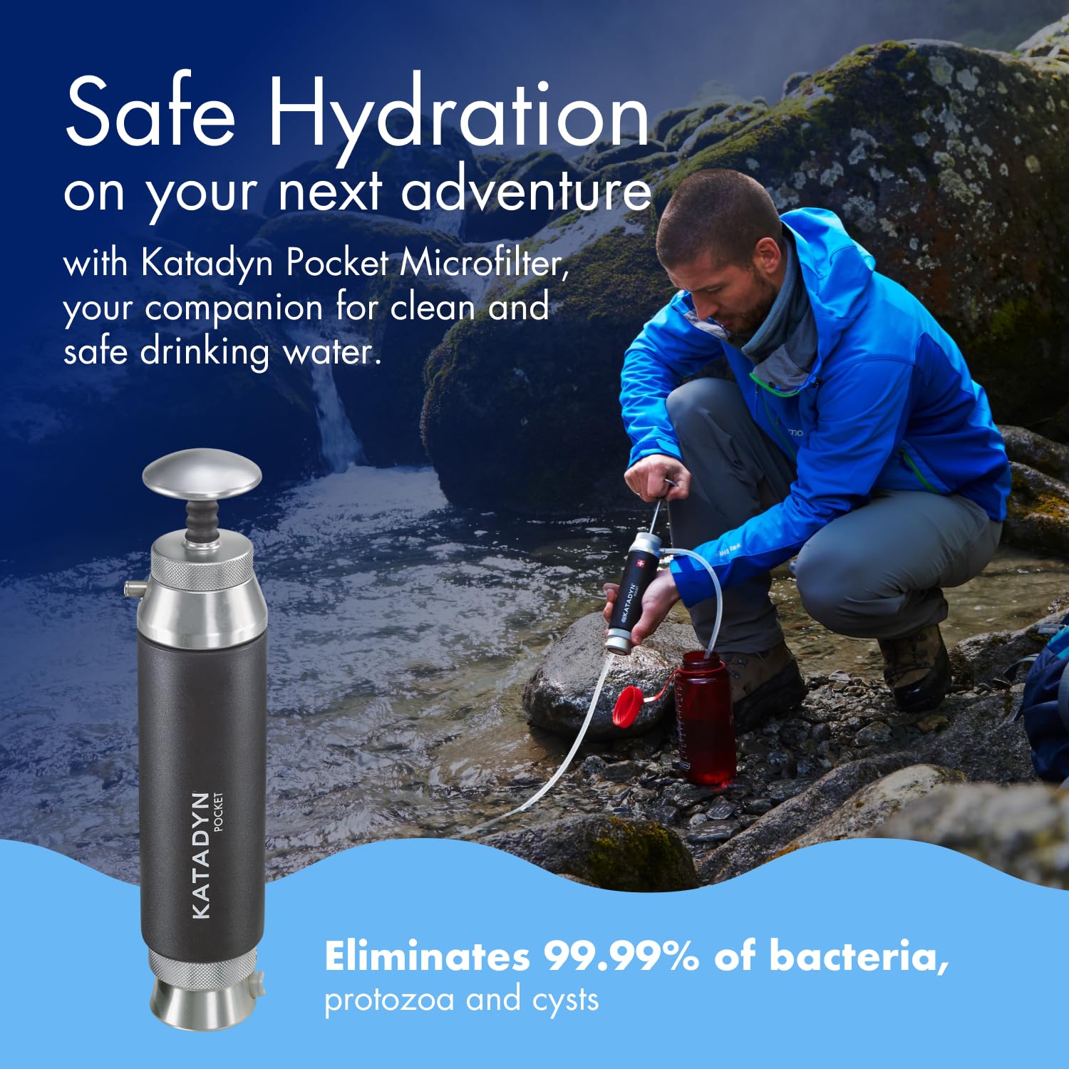 Katadyn Pocket outdoor Wasserfilter tragbarer Pumpfilter für Camping Survival Notfall Outdoor Reisen Wandern