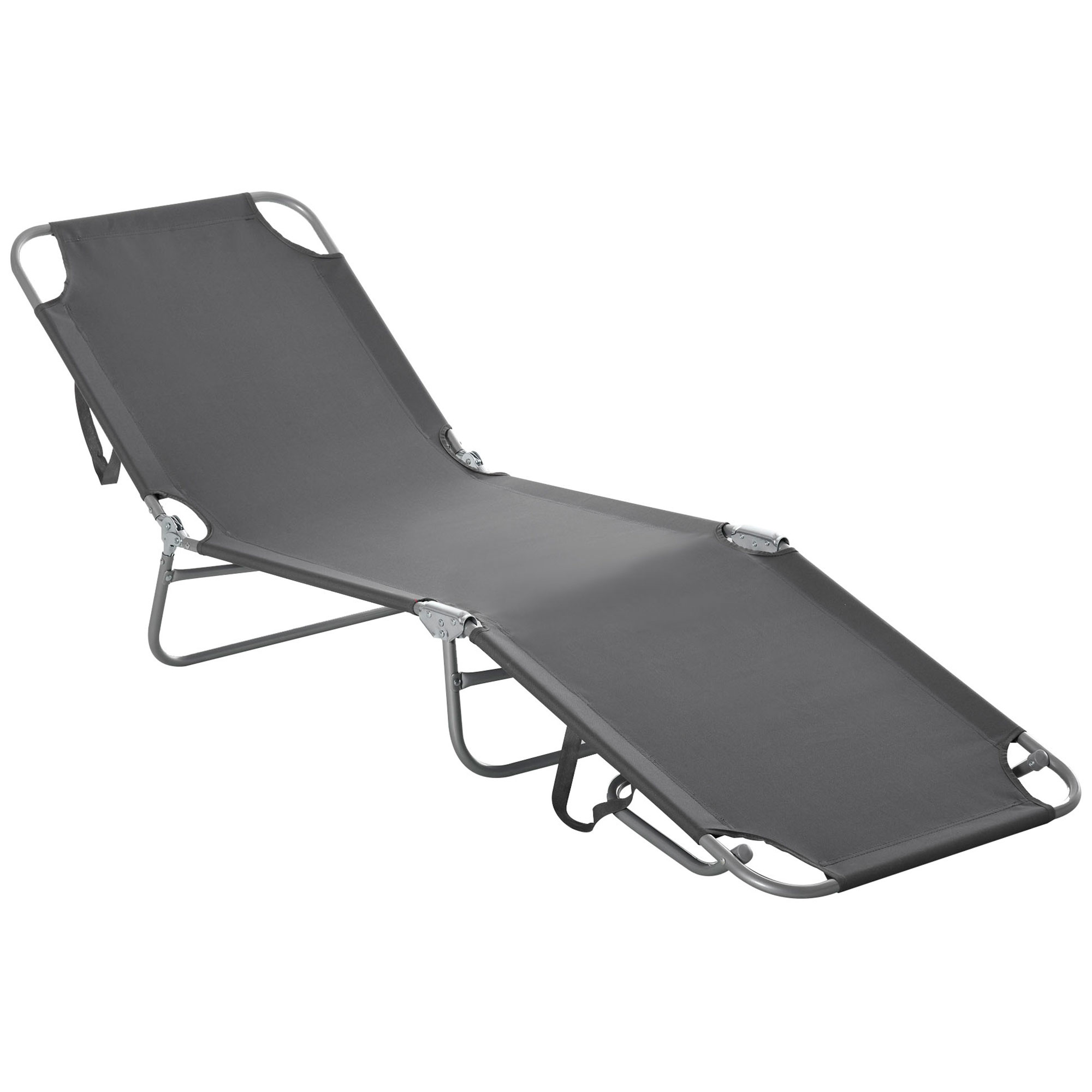 Outsunny Sonnenliege, klappbar, verstellbare Rückenlehne, rostfreier Metallrahmen, 187 x 55 x 24, Grau