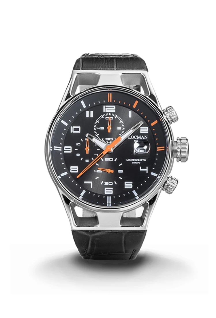 Locman Montecristo Chrono 41mm nero e arancio pelle 0542A01S-00BKORPK