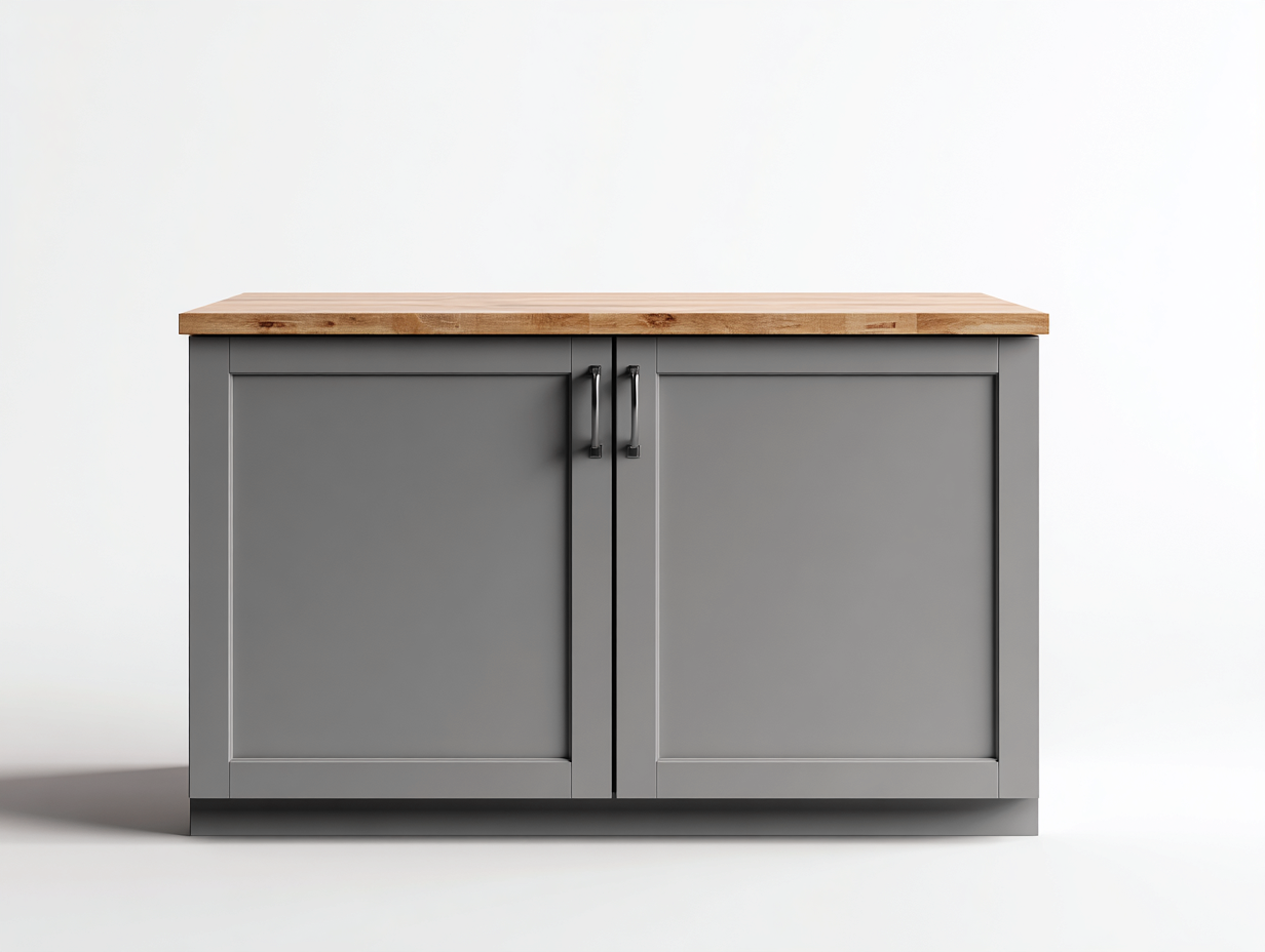 Sideboards Holz MDF 100x40x80 cm Grau Naturholz - Für Esszimmer - 2 Türen Stauraumschrank - Landhausstil