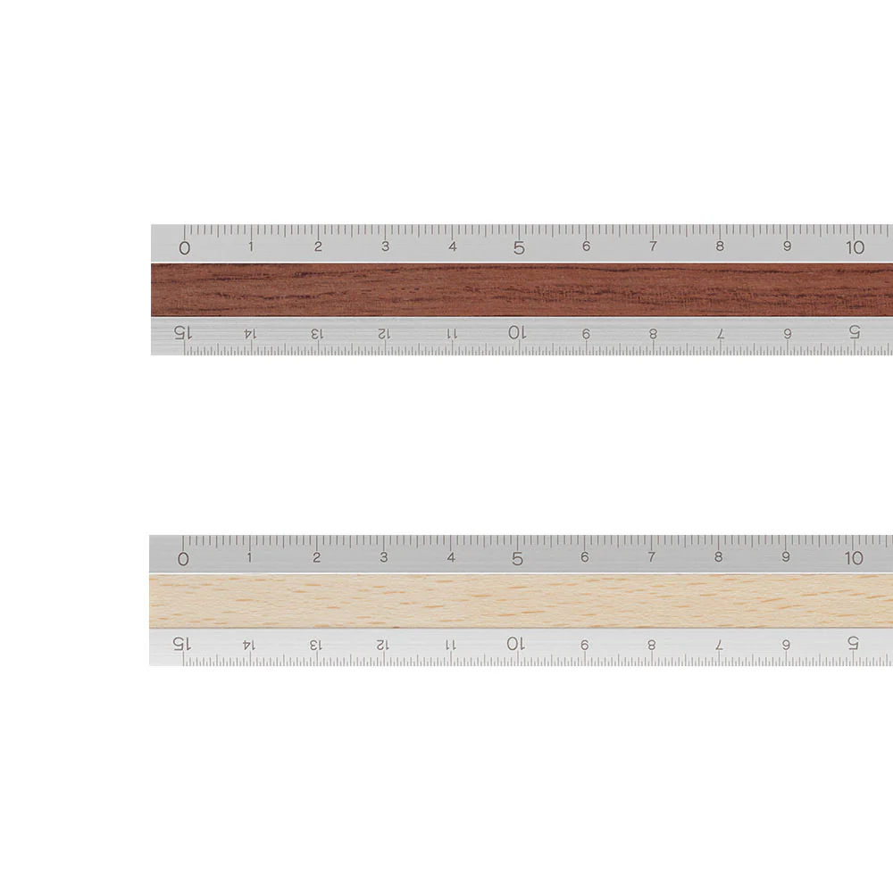 Midori Aluminum Wooden Ruler (15cm) Light Brown