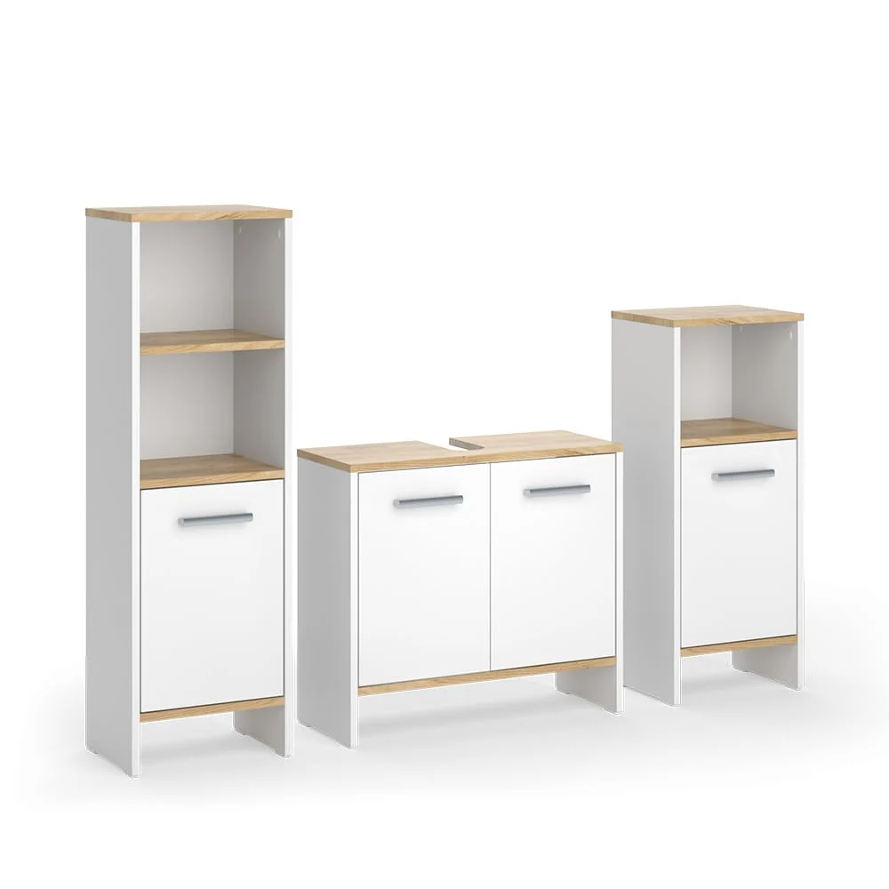 Vicco Badmöbel-Set Karli mit Waschbeckenunterschrank, modernes Badezimmermöbel-Set
