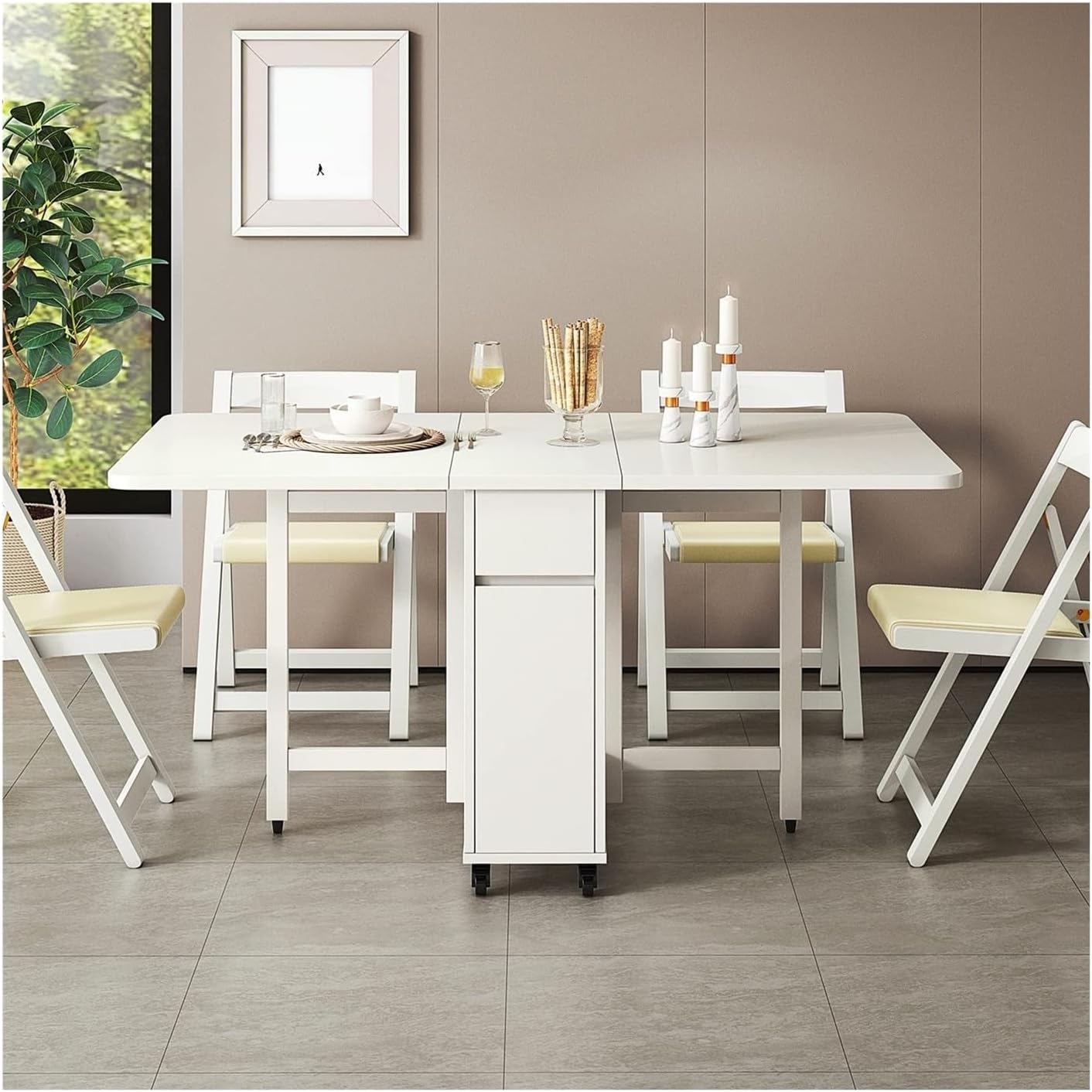 Set da pranzo per 4 persone allungabile in legno massello tavolo pieghevole e sedie mobili da cucina e soggiorno salvaspazio tavolo da pranzo a 4 posti