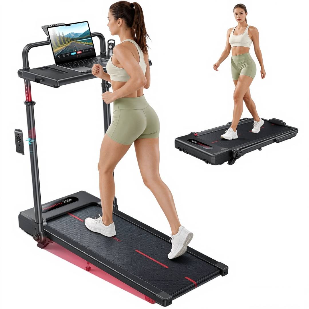 Laufband für Zuhause klappbar 7 % Steigung 12 km/h 3,0 PS Motor 120 kg Tragkraft 100 x 40 cm Lauffläche mit Schreibtischablage