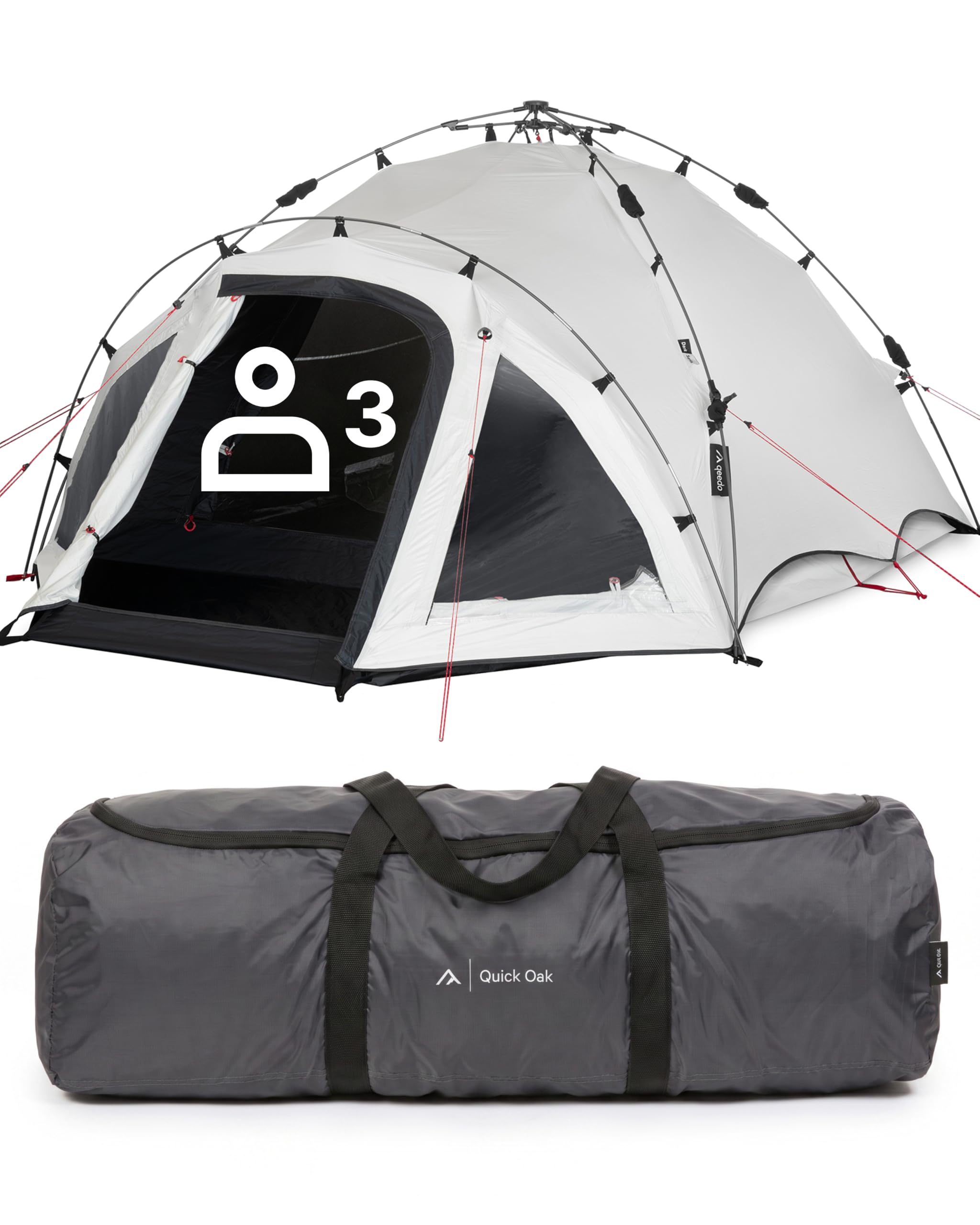 qeedo Quick Oak Dark Campingzelt nachtschwarz abgedunkelte Schlafkabine Sekundenzelt wasserdicht 3 Personen