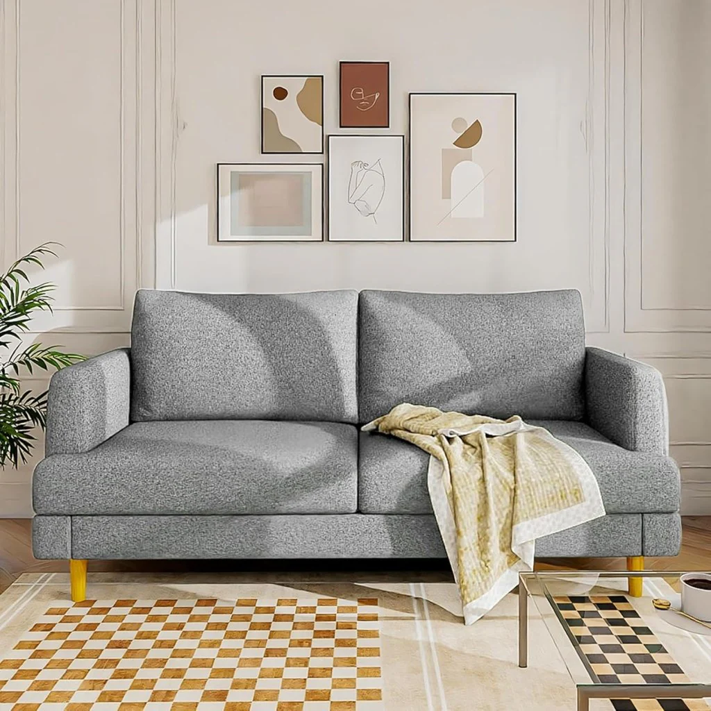 Loveseat Sofa Couch for Living Room with USB Type C Ports – Dark Gray Upholstered 70