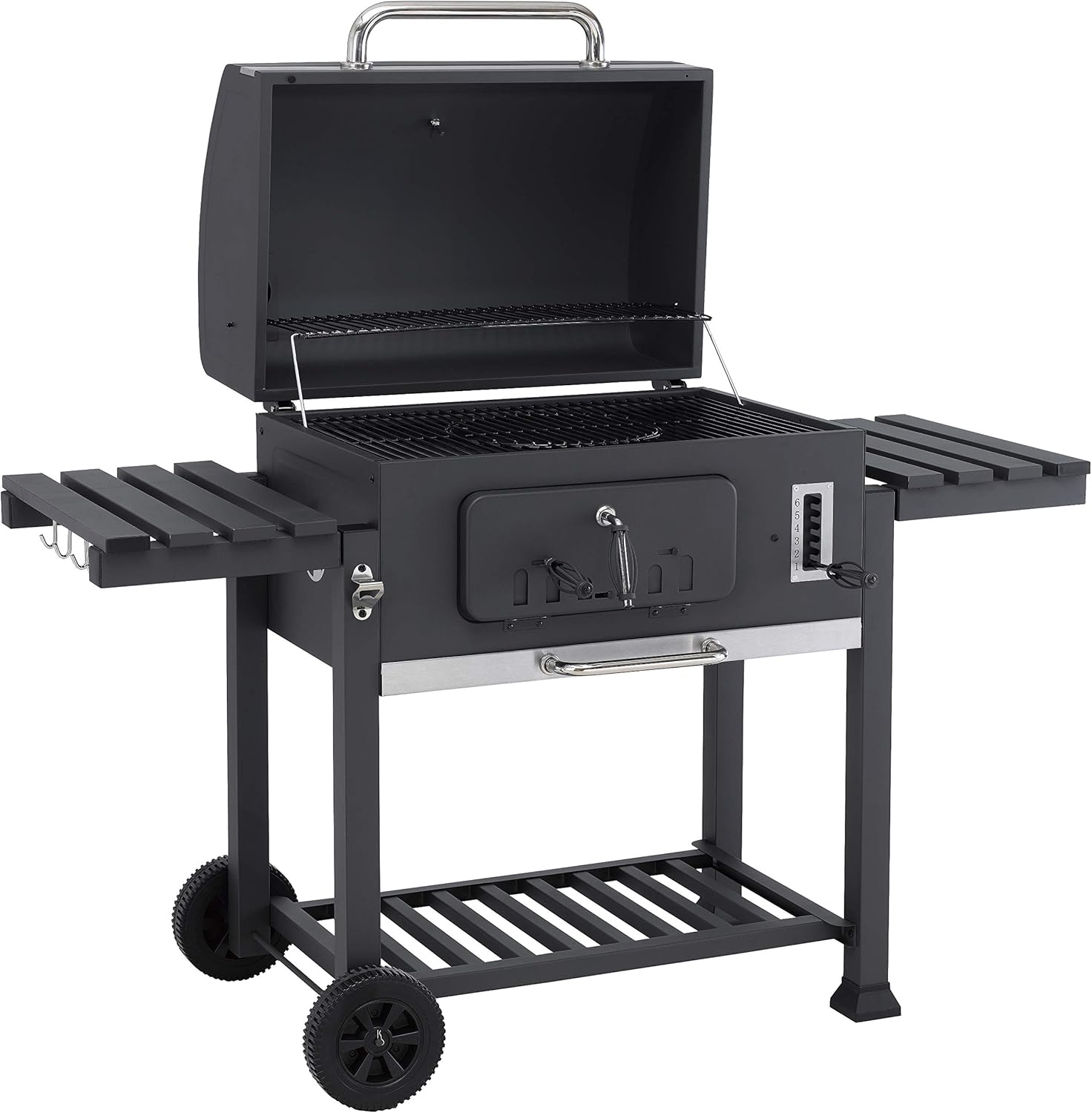 Tepro Toronto XXL - Barbecue a carbonella (Carrello) con Coperchio Scorrevole, con termometro, Piano Carbone Regolabile in Altezza, Tuta da Camino e lembo a Carbone, Dimensioni: ca. 152 x 73 x 137 cm