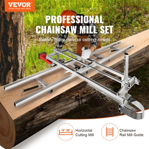 VEVOR Tragbares Sägewerk 355-914mm Kettensägenmühle Max. Schnittdicke 5,08-300 mm Kettensägewerk mit 2745x241x108,4mm Führungsschiene Geeignet für eine Vielzahl von Holzschneideanforderungen