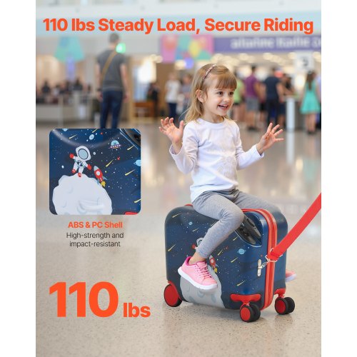 VEVOR Handgepäck und Kinderkoffer zum Draufsitzen Reisekoffer mit Rollen 26L