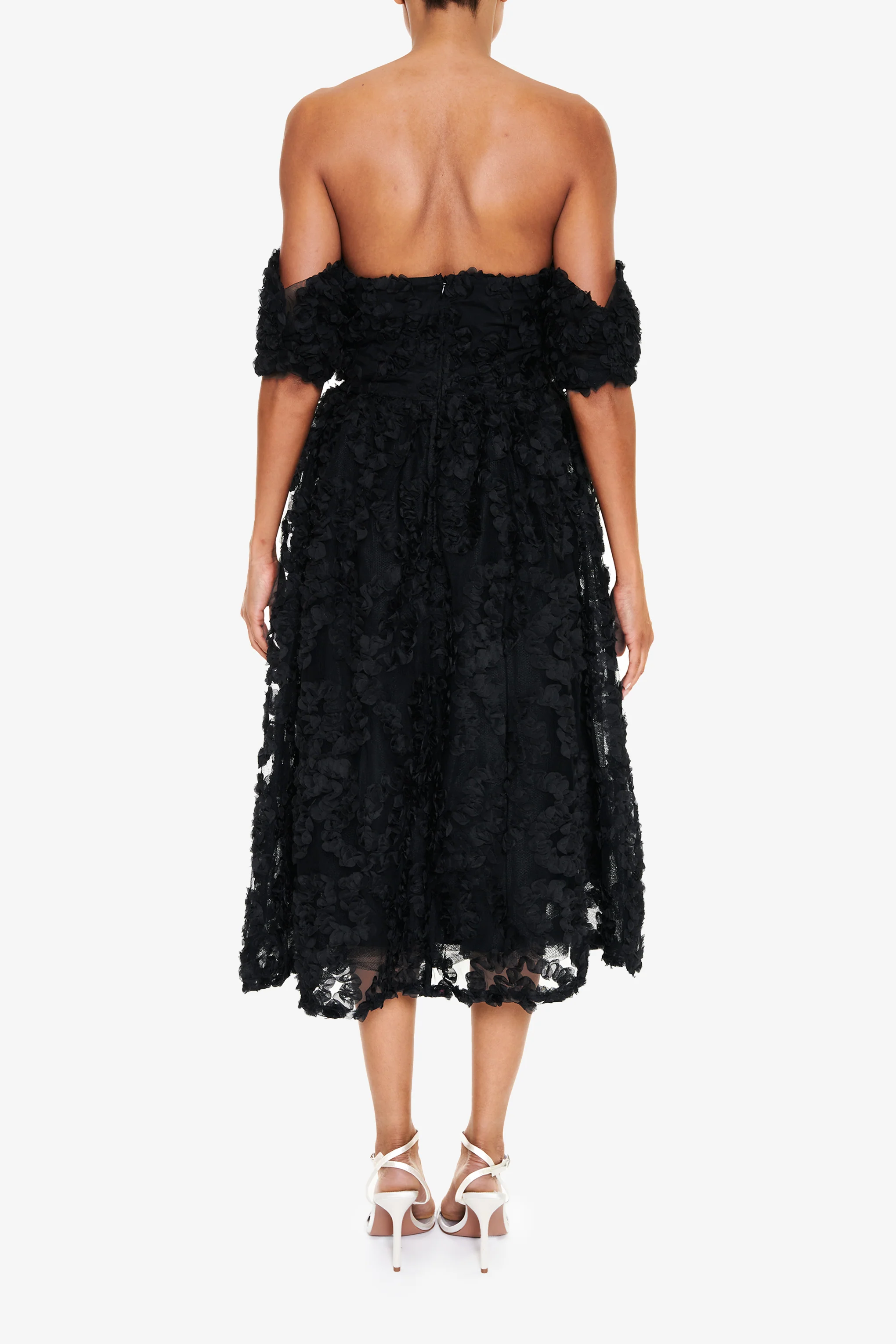 Amelia Black 3D Floral Midaxi Skater Dress �C Elegant Occasionwear