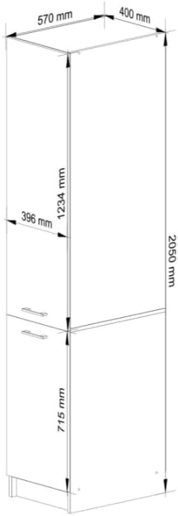BDW - Colonna da Cucina - Armadio Largo 40 cm, Alto 205 cm, Profondo 57 cm - Spazioso per Provviste - Bianco