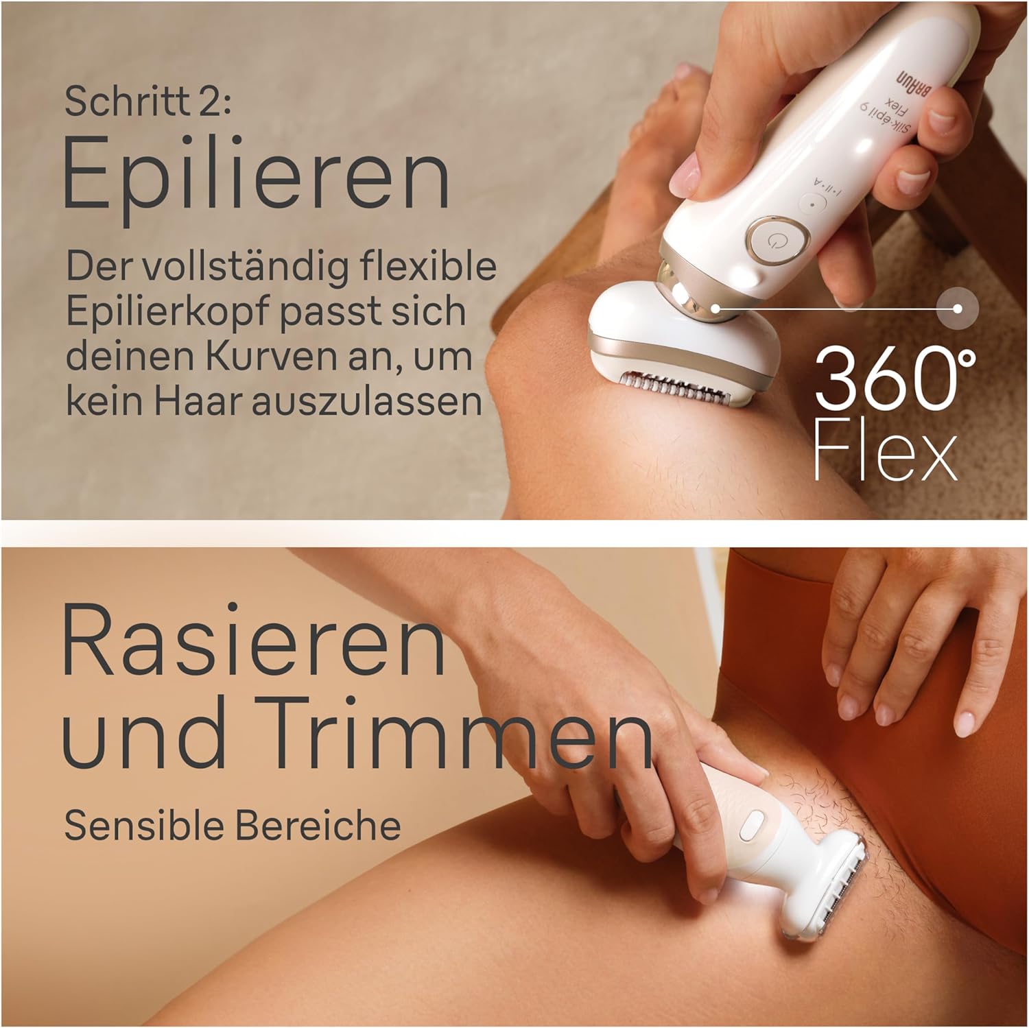 Braun Silk-épil 9 Flex SkinSpa Epilierer Damen, All-in-One Set, Haarentferner für Langanhaltende Haarentfernung, Ladyshaver, Facespa Gesichtshaarentferner, Made in Germany, 9-681 3D, Weiß/Gold