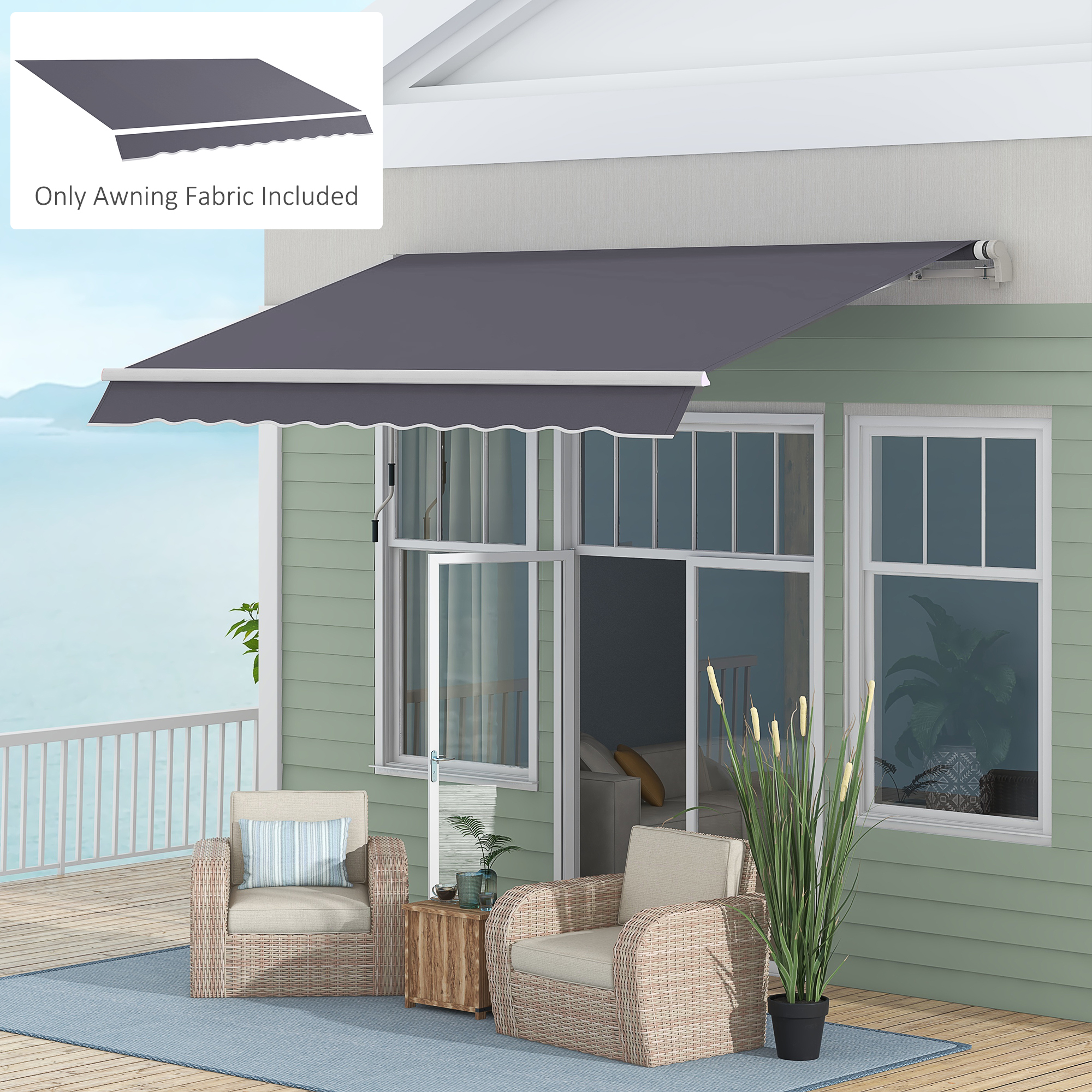 Outsunny Ersatzverdeck für Schwenkarm-Sonnenschirm aus Polyestergewebe mit UV-Schutz, 3,6x2,5 m, Grau