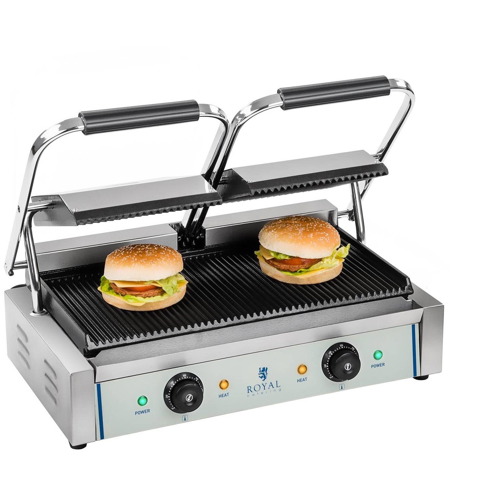 Kontaktgrill Doppel Elektrogrill geriffelt Panini Toaster Grill Edelstahl 2200W