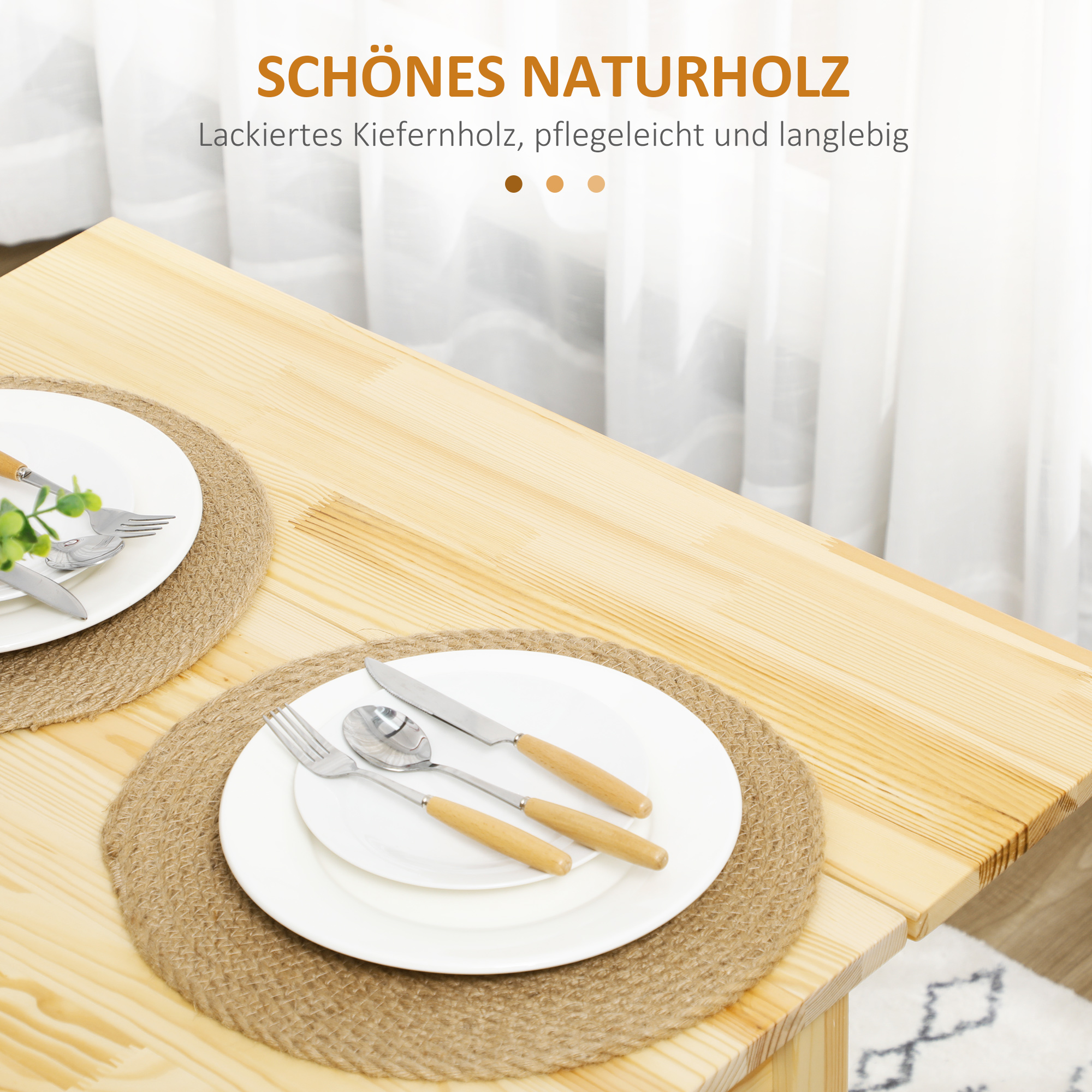 Massief houten eettafel, opklapbare tafel, uitbreidbaar, naturel