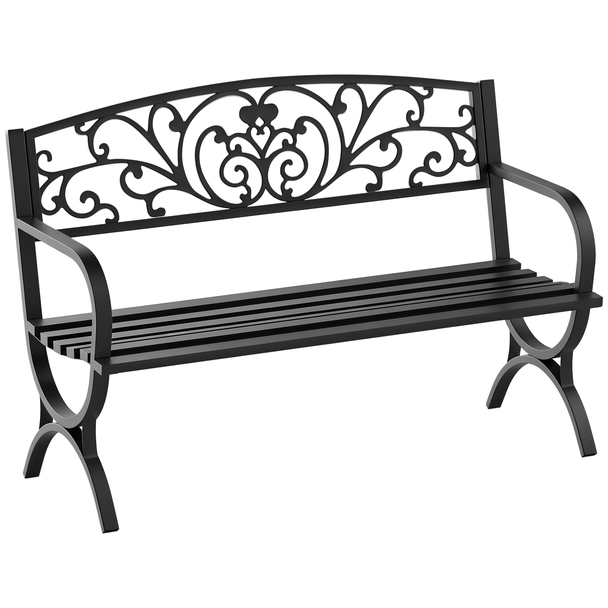 Outsunny 2-Sitzer Gartenbank Sitzbank 240kg belastbar Bank Gartenmöbel für den Innen- und Außenbereich geeignet 127x60x85 cm Schwarz