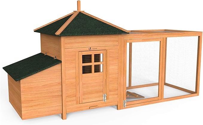 VOUNOT® Pollaio in Legno, Pollaio per Galline ovaiole da Esterno, 190 x 100 x 55cm
