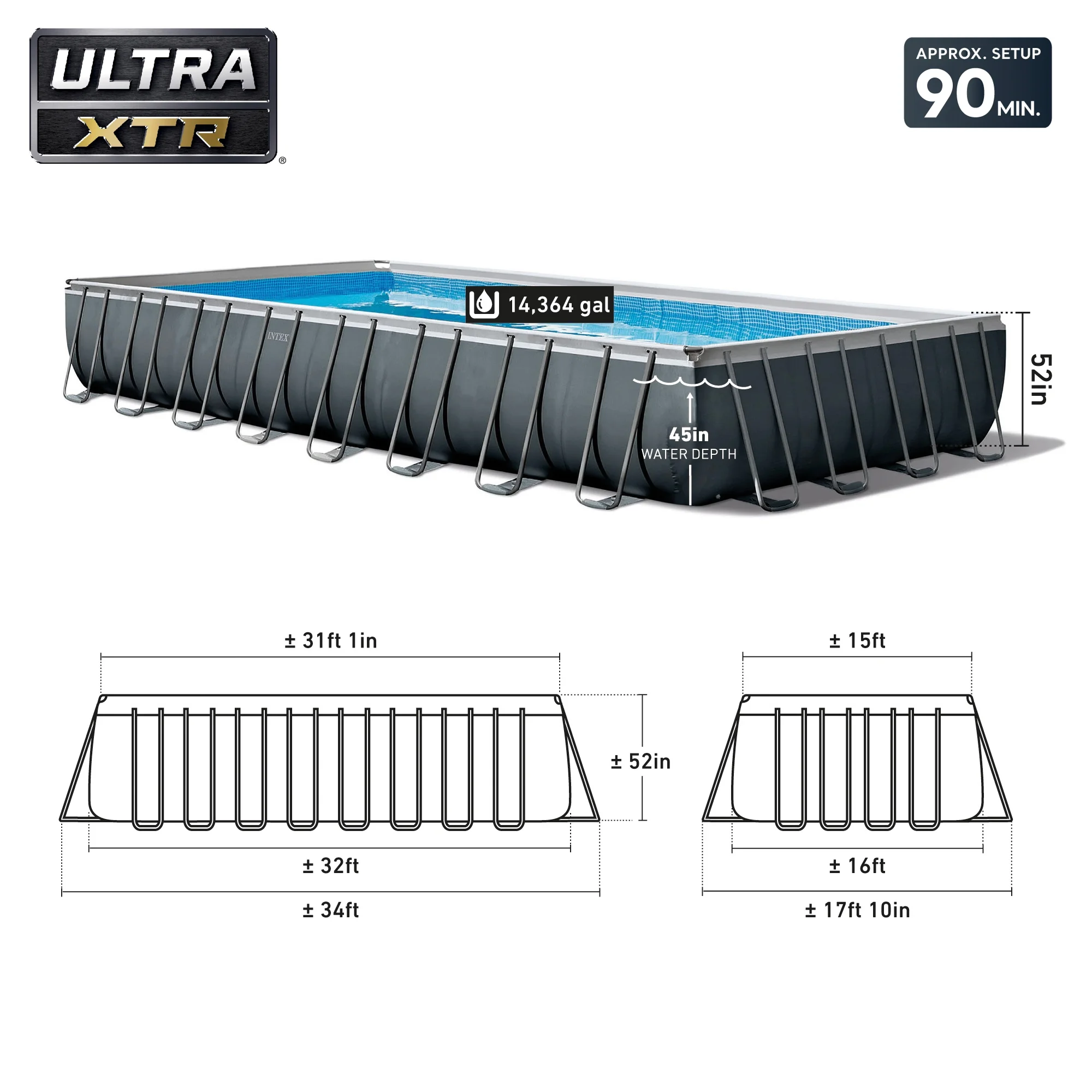 INTEX 24ft x 12ft x 52in Ultra XTR Above Ground Pool, Floats (2 Pack), & Inflatable Cooler