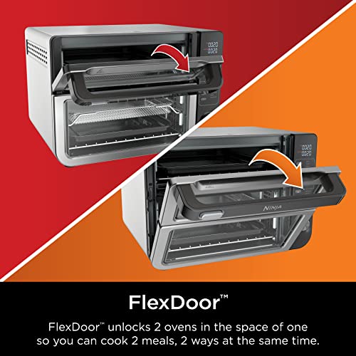 Ninja DCT401 12 in 1 Double Oven with FlexDoor, FlavorSeal & Smart Finish, Rapid Top Convection and Air Fry Bottom , Bake, Roast, Toast, Air Fry, Pizza and More, Stainless Steel