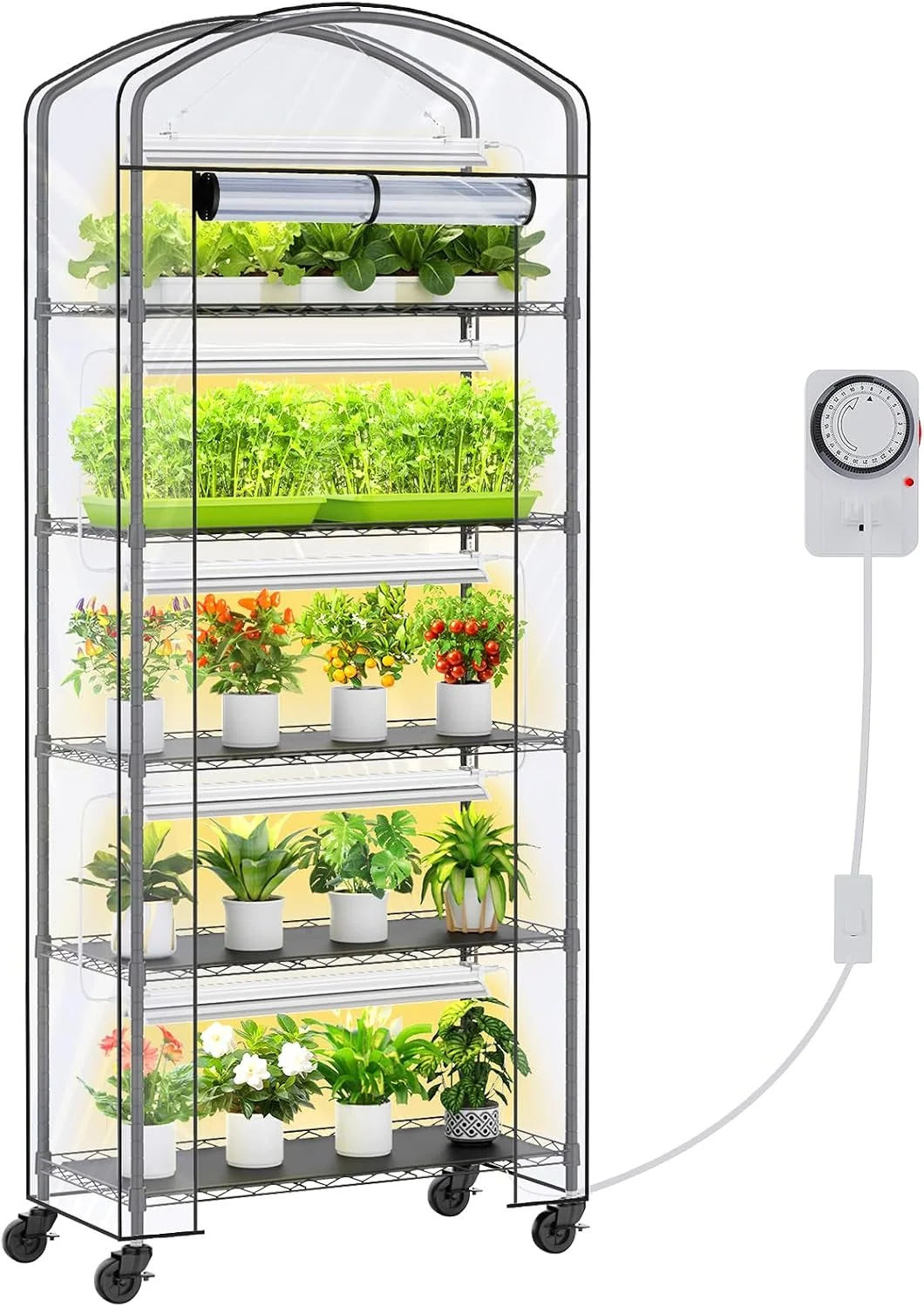 cuverc Growing Lamps, Klar/Schwarz, Seed Starting, 29.5'x13.7'x71'