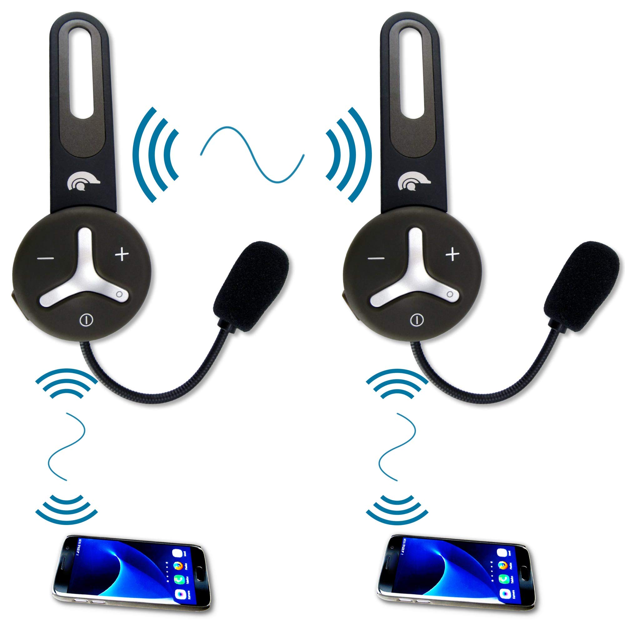 Bluetooth-Headset Helm-Intercom 2er Set für Fahrrad, Ski und Arbeit, Freisprechanlage mit DSP-Geräuschunterdrückung und bis zu 1000 m Reichweite