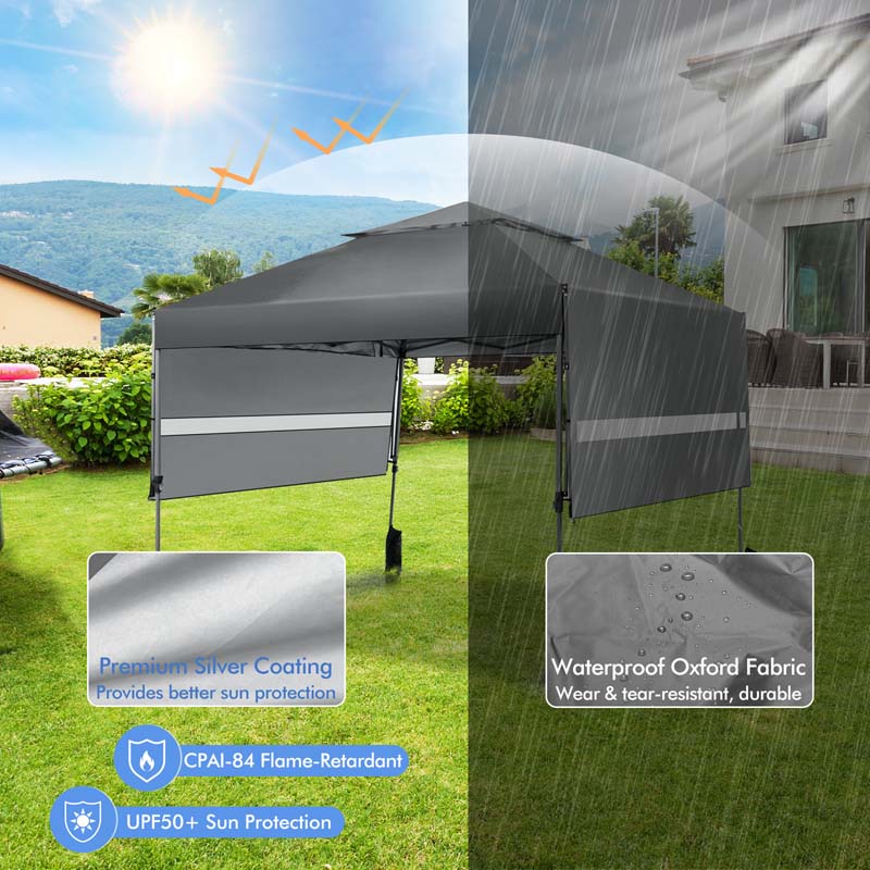 10 x 17.6 FT Outdoor Instant Pop-up Canopy Tent for Market Picnic with Dual Half Awnings & Wheeled Bag
