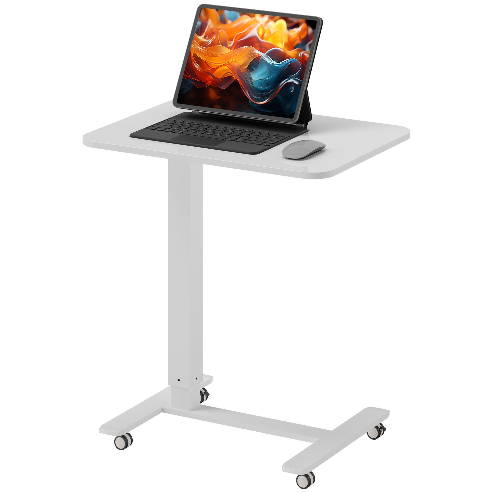 HOMCOM Stehpult Höhenverstellbar inkl. 4 Rollen C-Form 65 cm x 48 cm x 70-110 cm Weiß