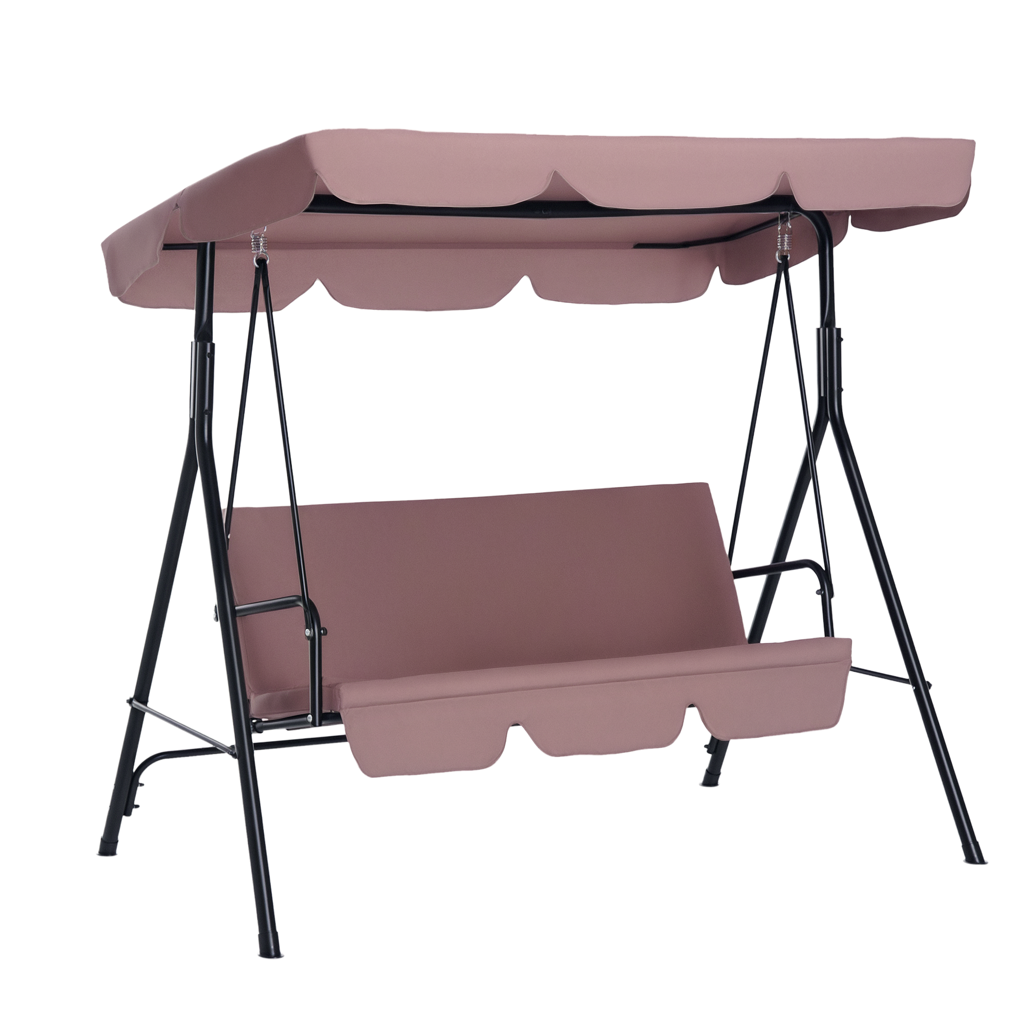 Outsunny Hollywoodschaukel Gartenschaukel, 3-Sitzer mit Dach, Altrosa