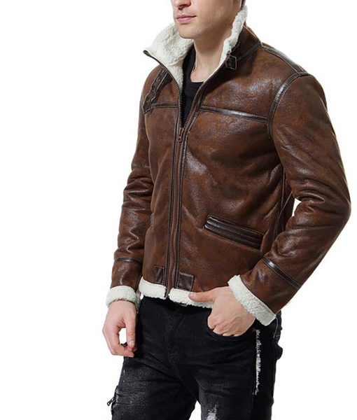 Reno Brown Shearling Leather Jacket