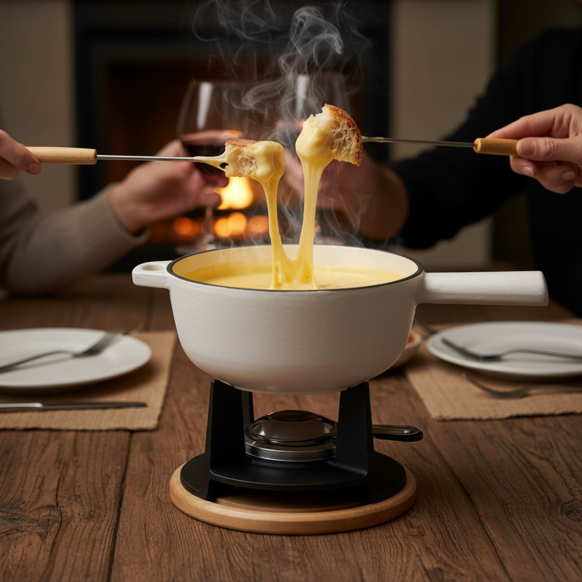 Fondue osoltus Fondue Käsefondue Gusseisen Blanc de Lait Weiß Emaille