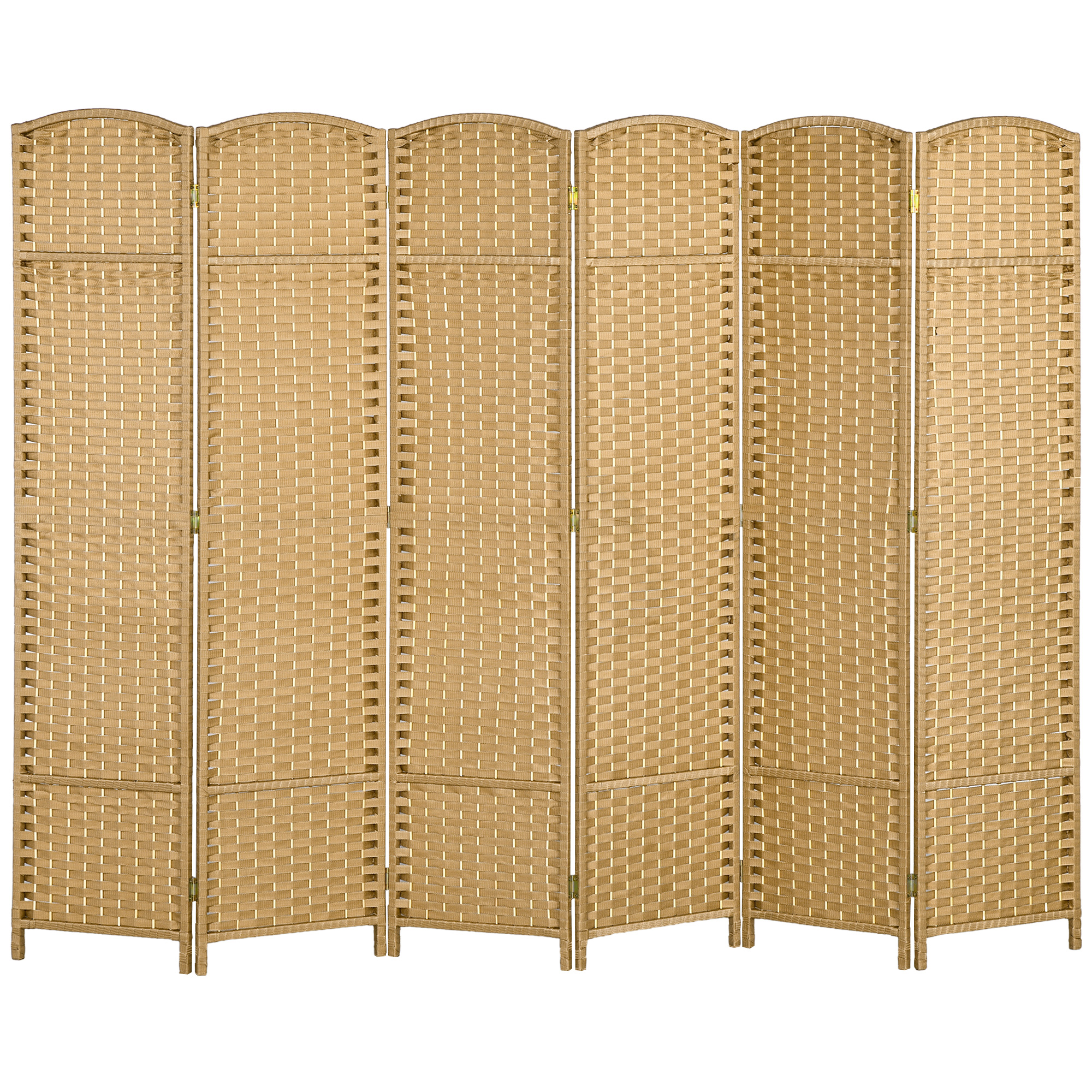 HOMCOM 6-teiliger Raumtrenner, Faltbarer Sichtschutz, Sichtschutzwand für Wohnzimmer, Schlafzimmer, Homeoffice, Natur