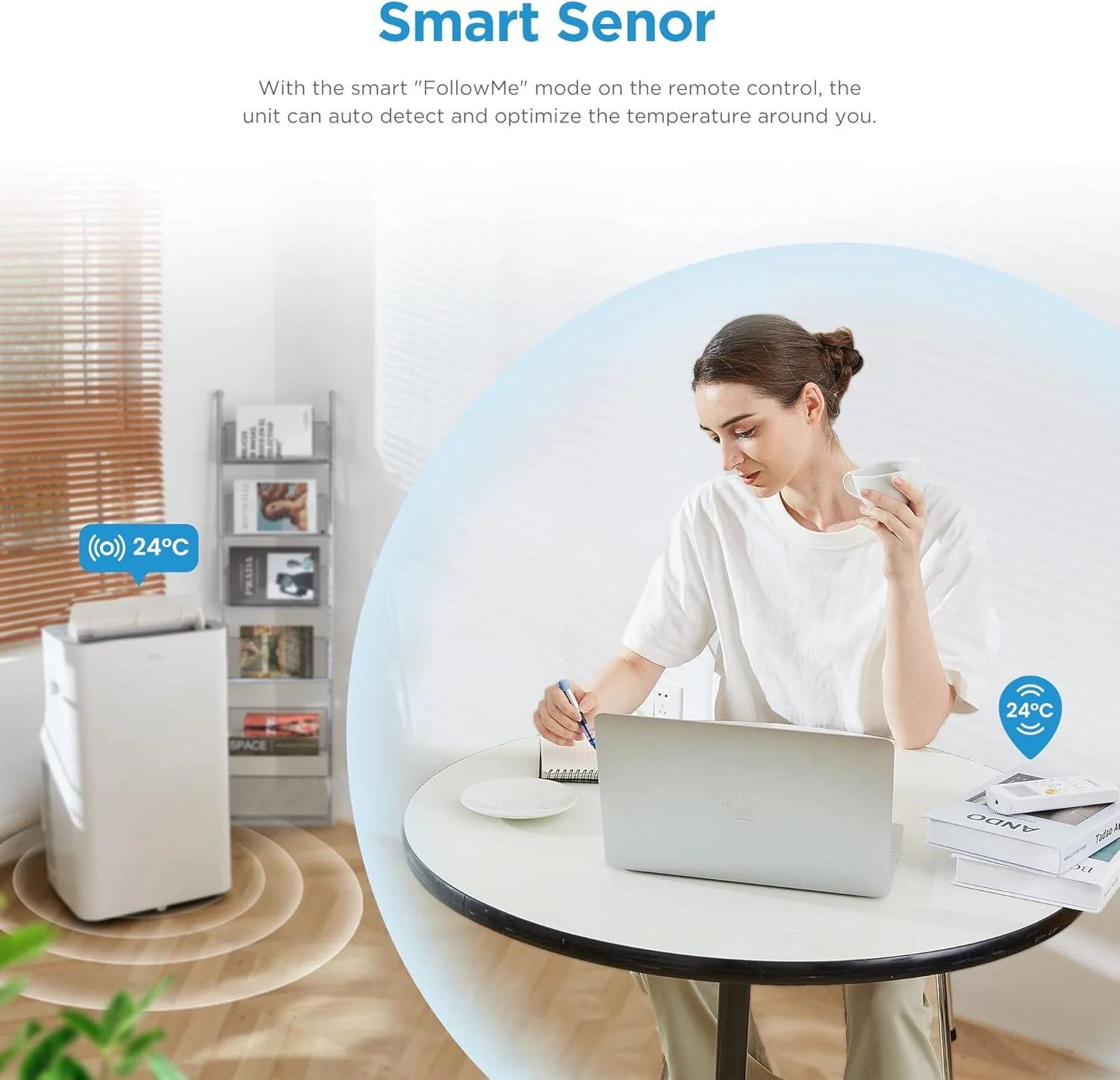 Midea Mobiles Klimagerät Silent Cool 26 Pro, 9000 BTU 2,6kW, Kühlen&Ventilieren&Entfeuchten, Raumgröße bis 88m³(33㎡), Mobile Klimaanlage mit Abluftschlauch, Weiß