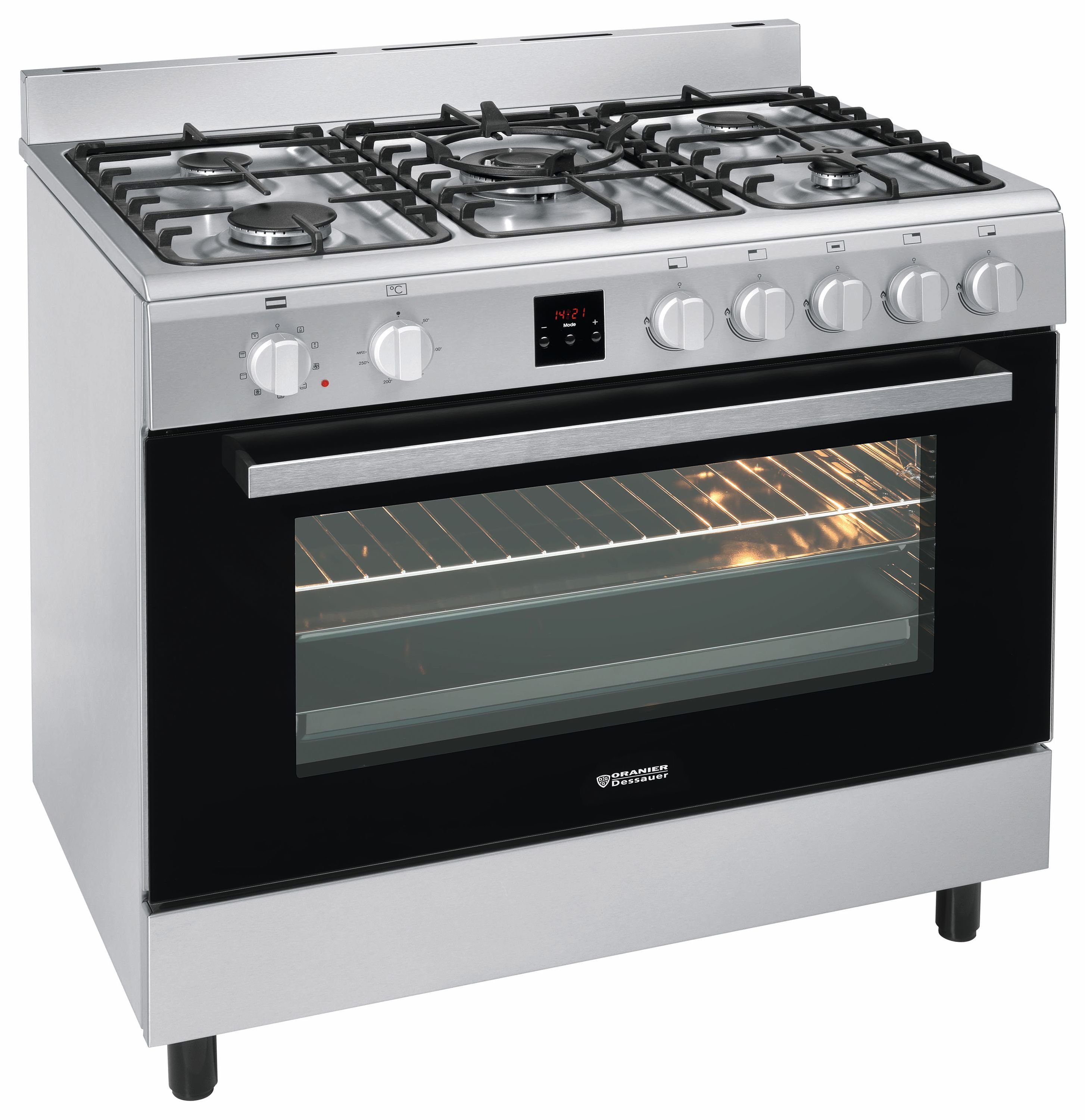 Elektro-Standherd Koch-Back-Station FZE 1599 Edelstahl Erdgas 90cm