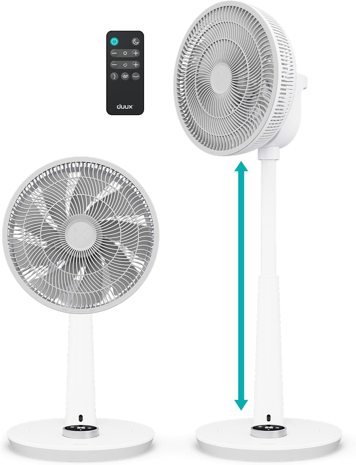 Duux Whisper 2 Standventilator Leise - Sparsamer DC-Motor mit 26 Geschwindigkeiten - Ventilator Höhenverstellbar (73-95cm) - Horizontale + Vertikale Oszillation - Weiß