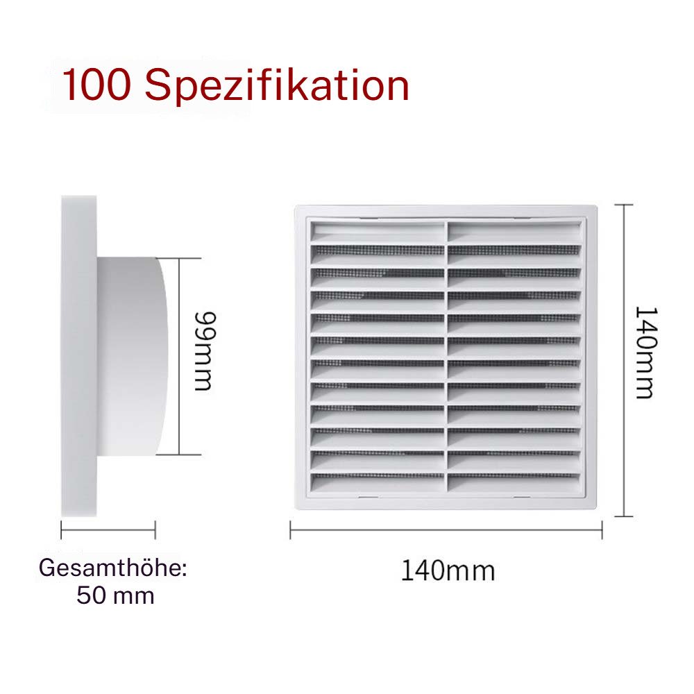 Wandventilator Lüftungsgitter Abluft Belüftungsgitter Insektenschutz Lamellengitter