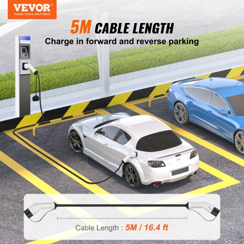 VEVOR Typ 2 Ladegerät Ev Ladekabel Elektrofahrzeugkabel 32A 5m 7kW Tpu