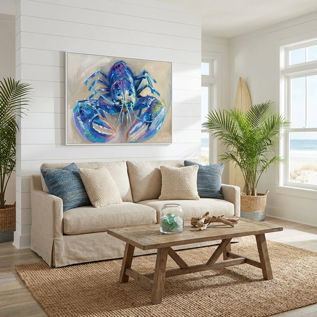 'Big Blue' �C Framed Lobster Canvas Print