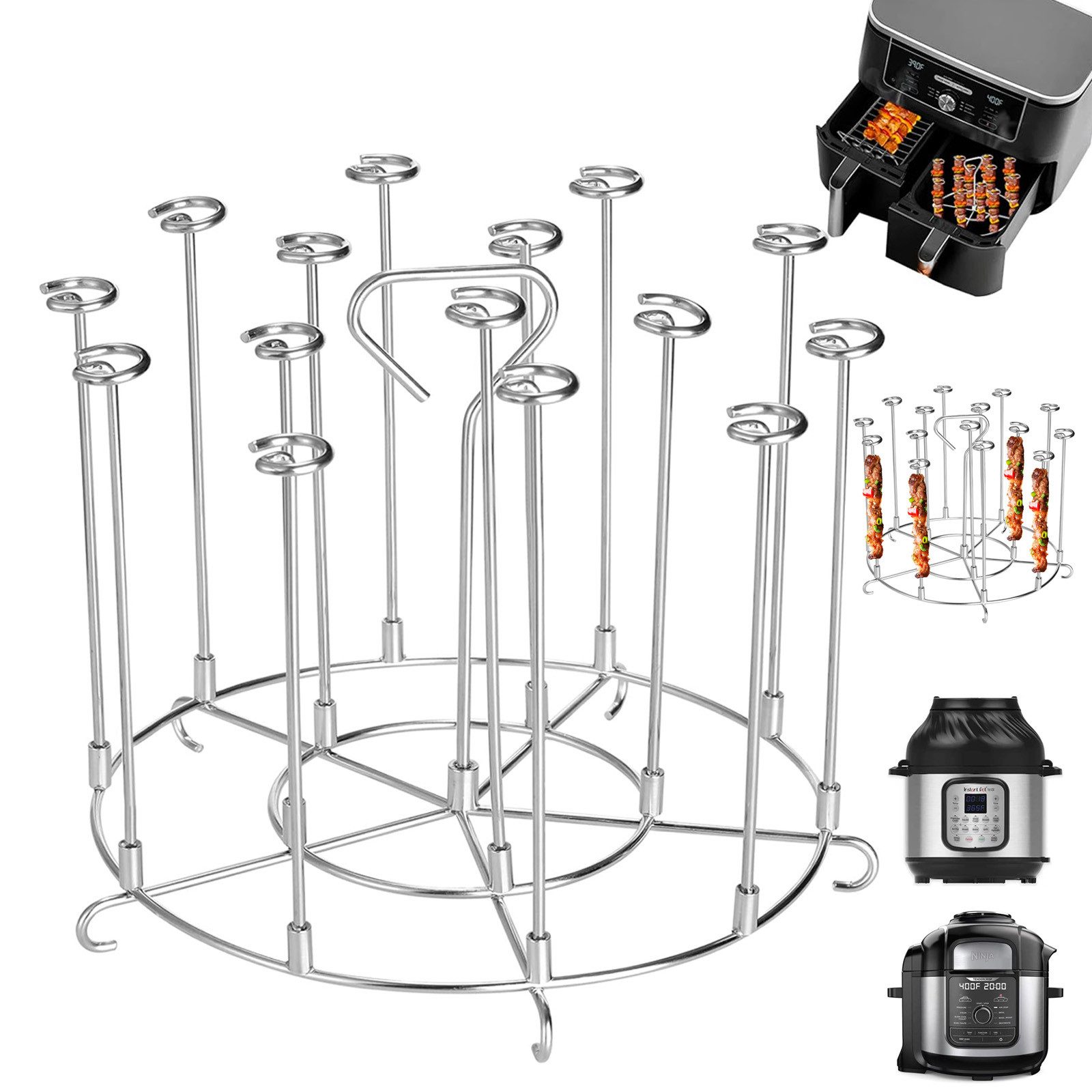 Airfryer-Grillrost Edelstahl Spießständer für Heißluftfritteuse, für 8-Quart-Ninja-Foodi
