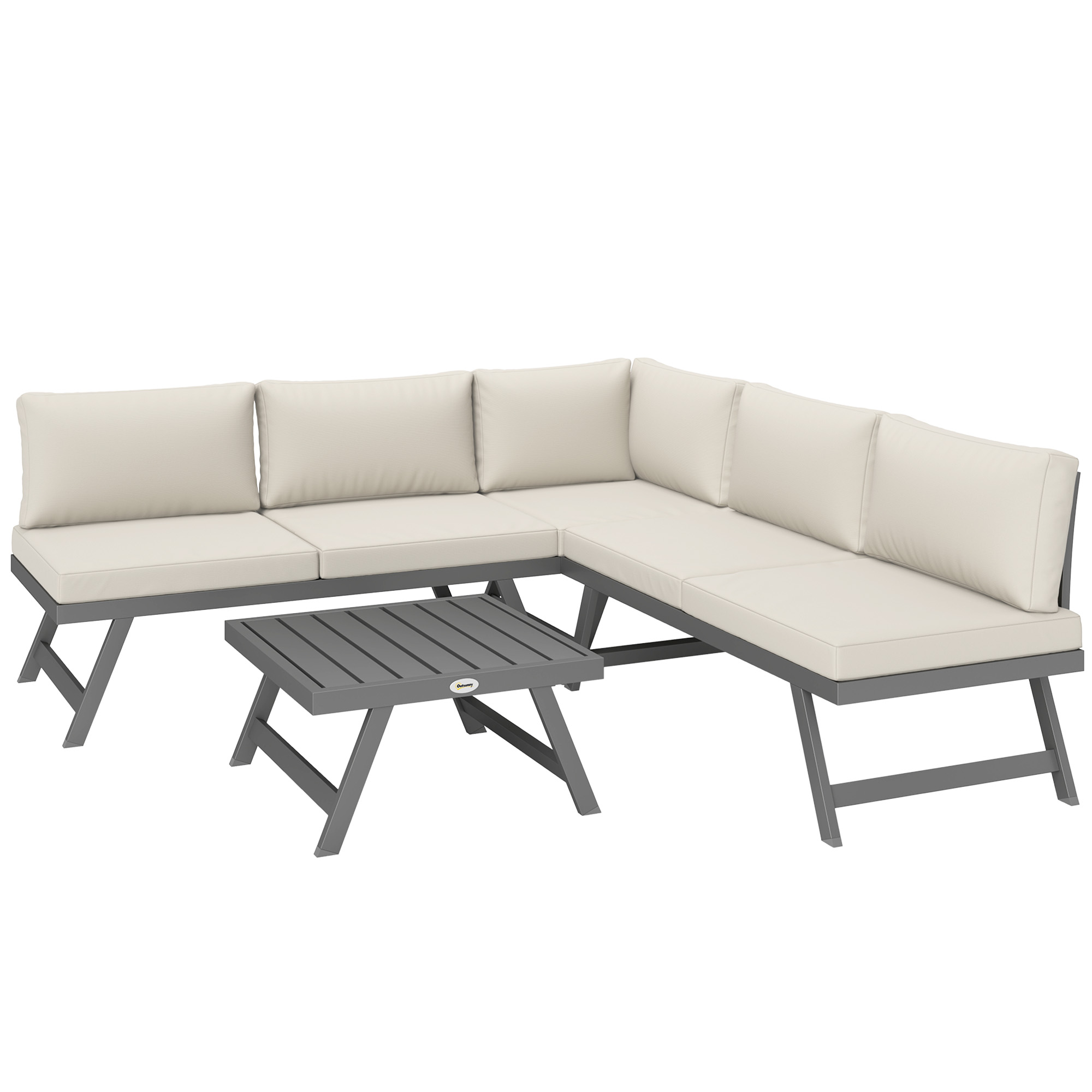 Outsunny Eck- und 4-teiliges Gartensofaset mit 2 Zweisitzern, 1 Eckstuhl und 1 Couchtisch