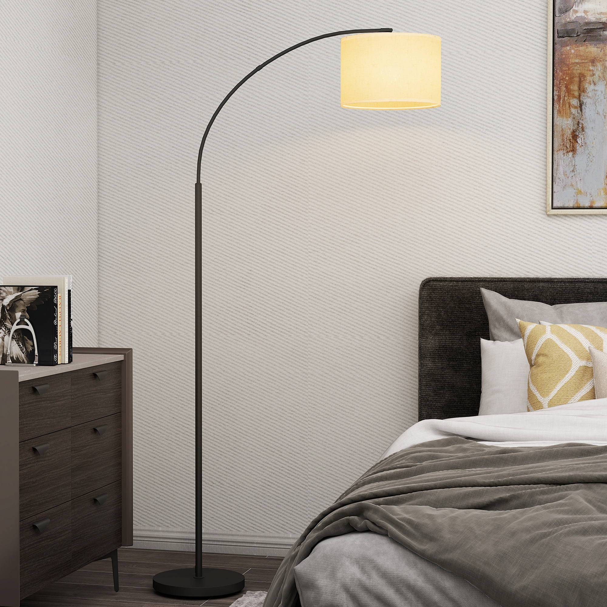 HOMCOM Stehlampe mit Fernbedienung, verstellbarem Lampenschirm, 11 Farbtemperaturen und 11 Helligkeitsstufen, Timer, Schwarz