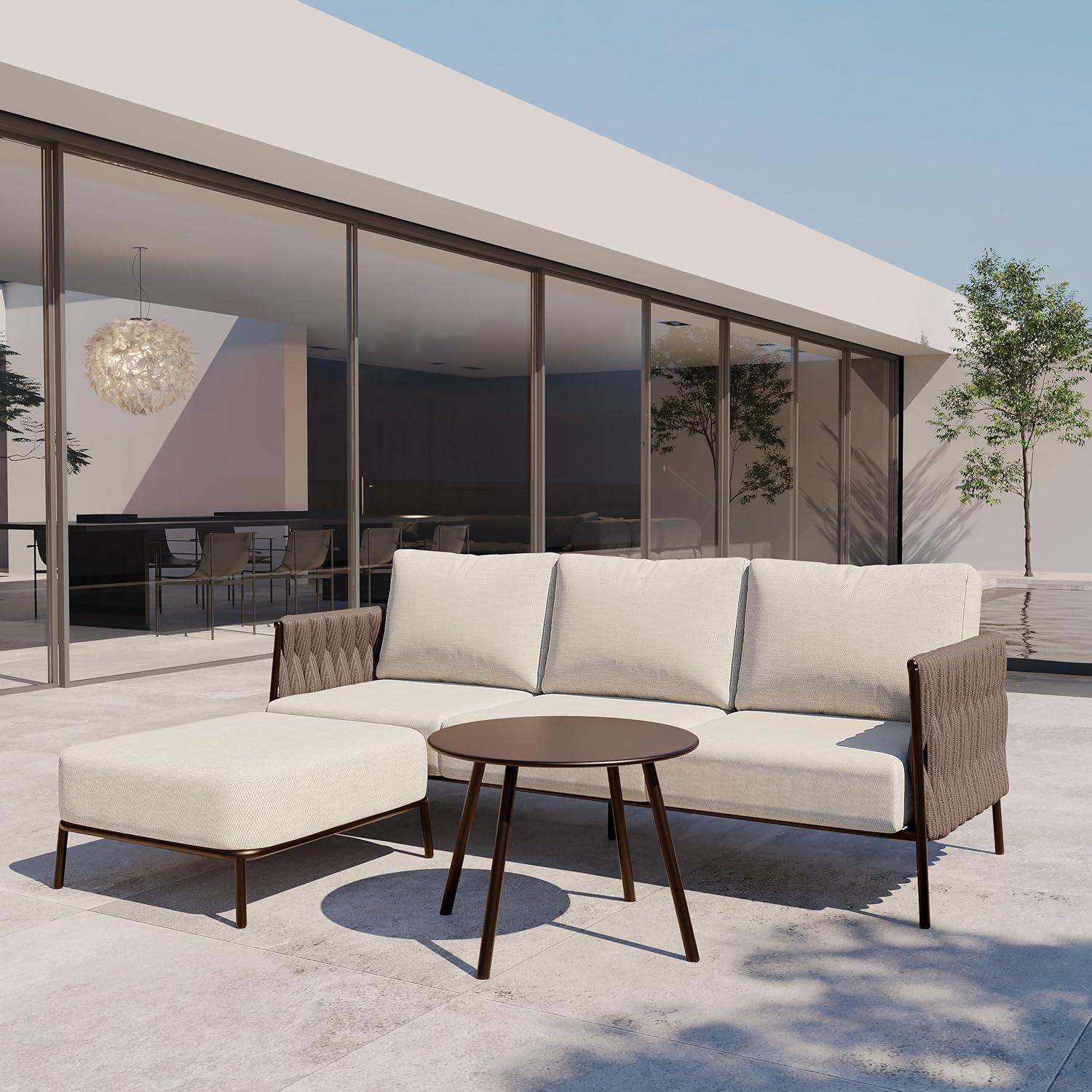 5-Piece Patio Furniture Set Deep Seating Two Coffee Tables