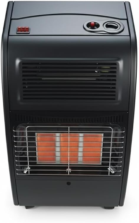 BRICOZONE Stufa Catalitica A Gas Gpl Con Infrarossi 4200W Con Ventilazione Turbo 1500W 3 Livelli Di Potenza Con Sicurezza Ods E Ffd Per Ambienti Fino A 80 Mq Con Ruote Design Compatto Nero Opaco