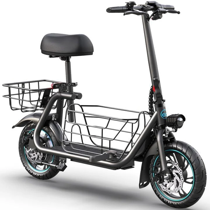 Electric scooter for adults with large center basket