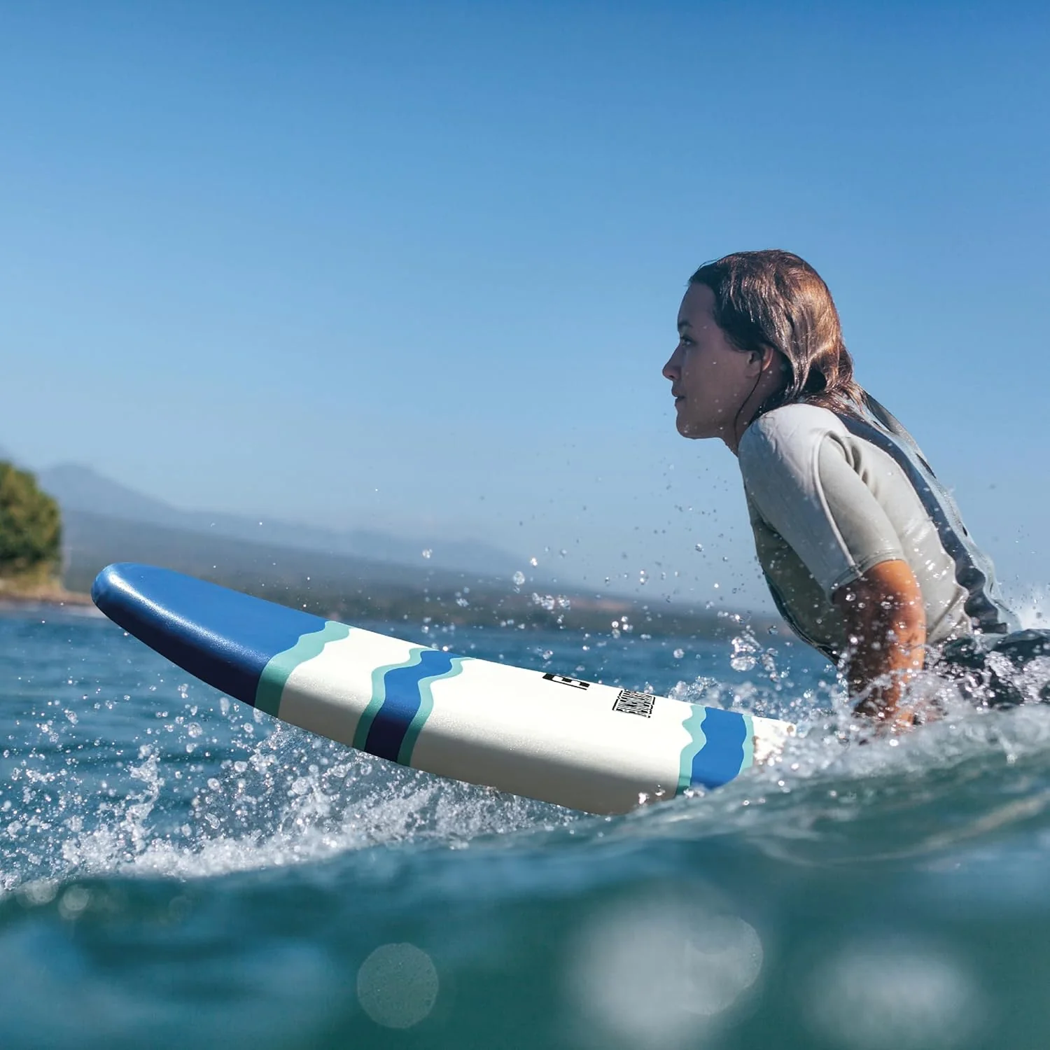 6’ FUNBOARD Surfboard Softboard Foam - Include (3) Fins 6’ Foot Leash and (2) Wood Stringers - Kids and Adults Beginner Intermediate