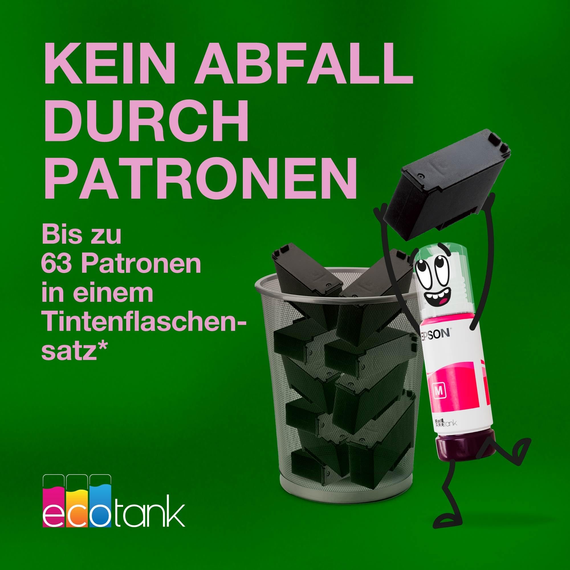 EcoTank ET-2926 Multifunktionsdrucker für Haushalte, WLAN, A4, Drucken, Kopieren, Scannen mit LC-Display und AirPrint, inklusive Tinte für bis zu 3