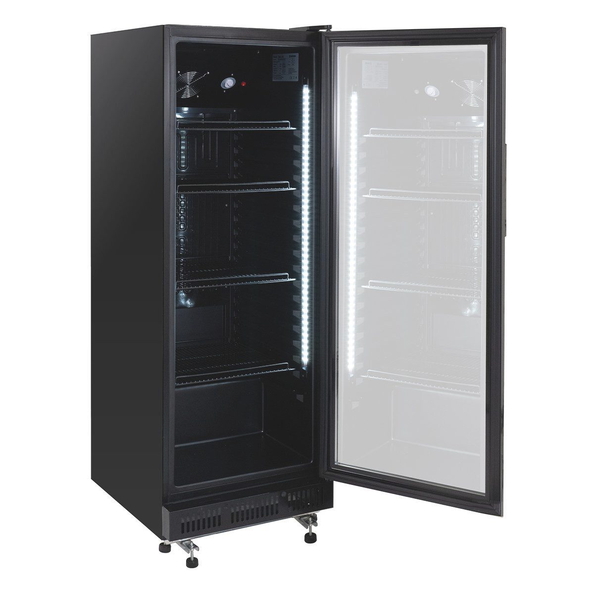 Getränkekühlschrank GKS-230 Flaschenkühlschrank, Glastür & LED, abschließbar schwarz