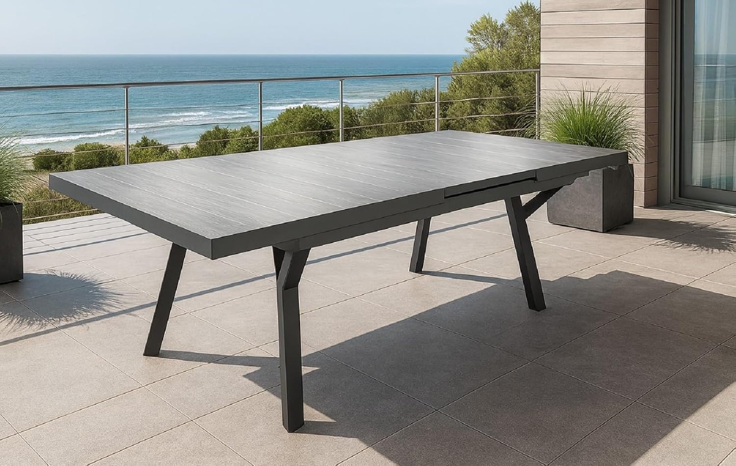 Gardissimo Esstisch, 245 x 100 cm, Anthrazit, Ausziehtisch Solido 185/, Gartentisch, Ausziehbar, Aluminium, Keramik