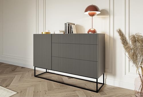 Selsey Cassettiera Armadio 140 cm con 3 cassetti e 1 anta nera gambe nere Veldio : Amazon.it: Casa e cucina
