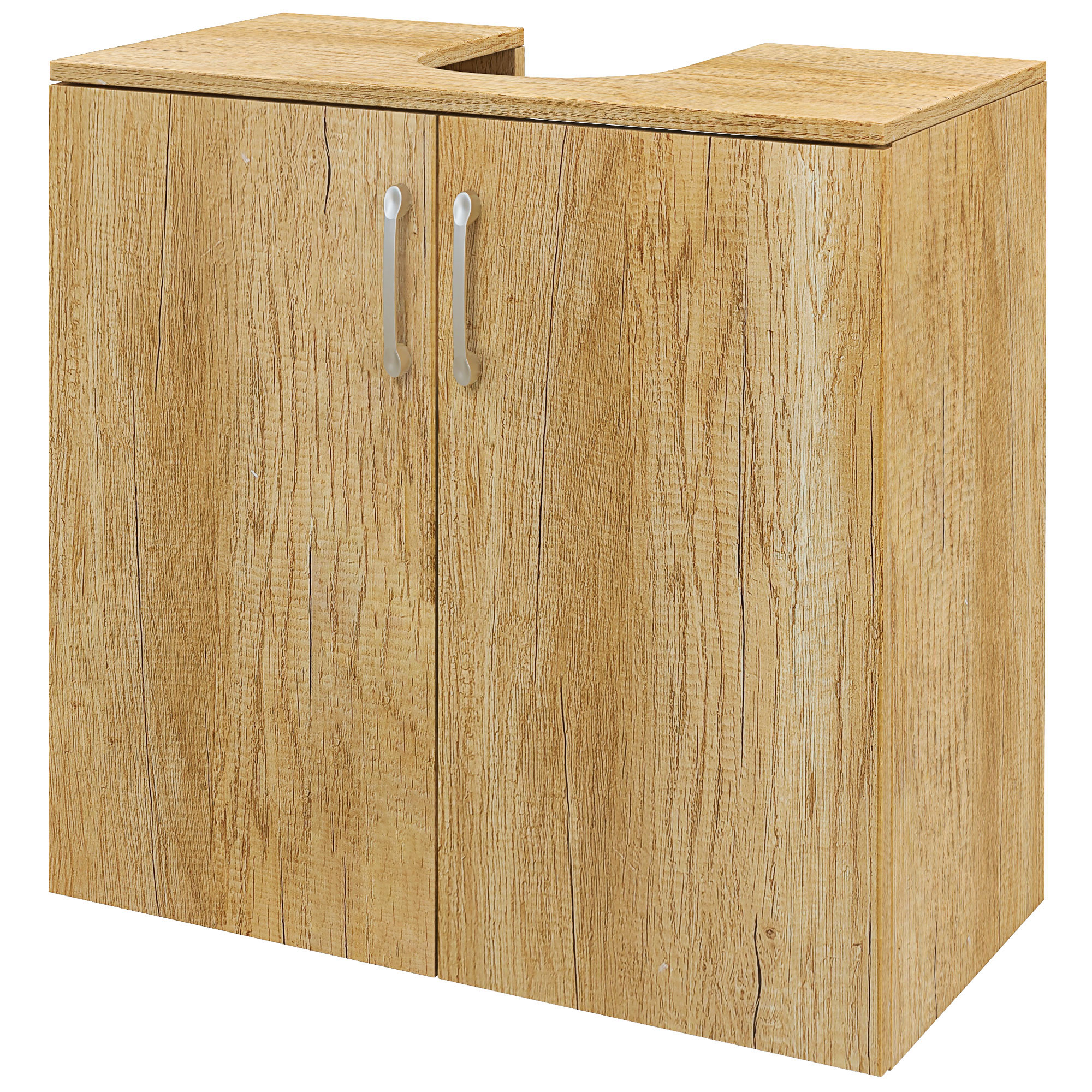 HOMCOM Badezimmer Unterschrank Hängend mit 2 Türen und 2 Regalen aus Holz, Naturfarbe
